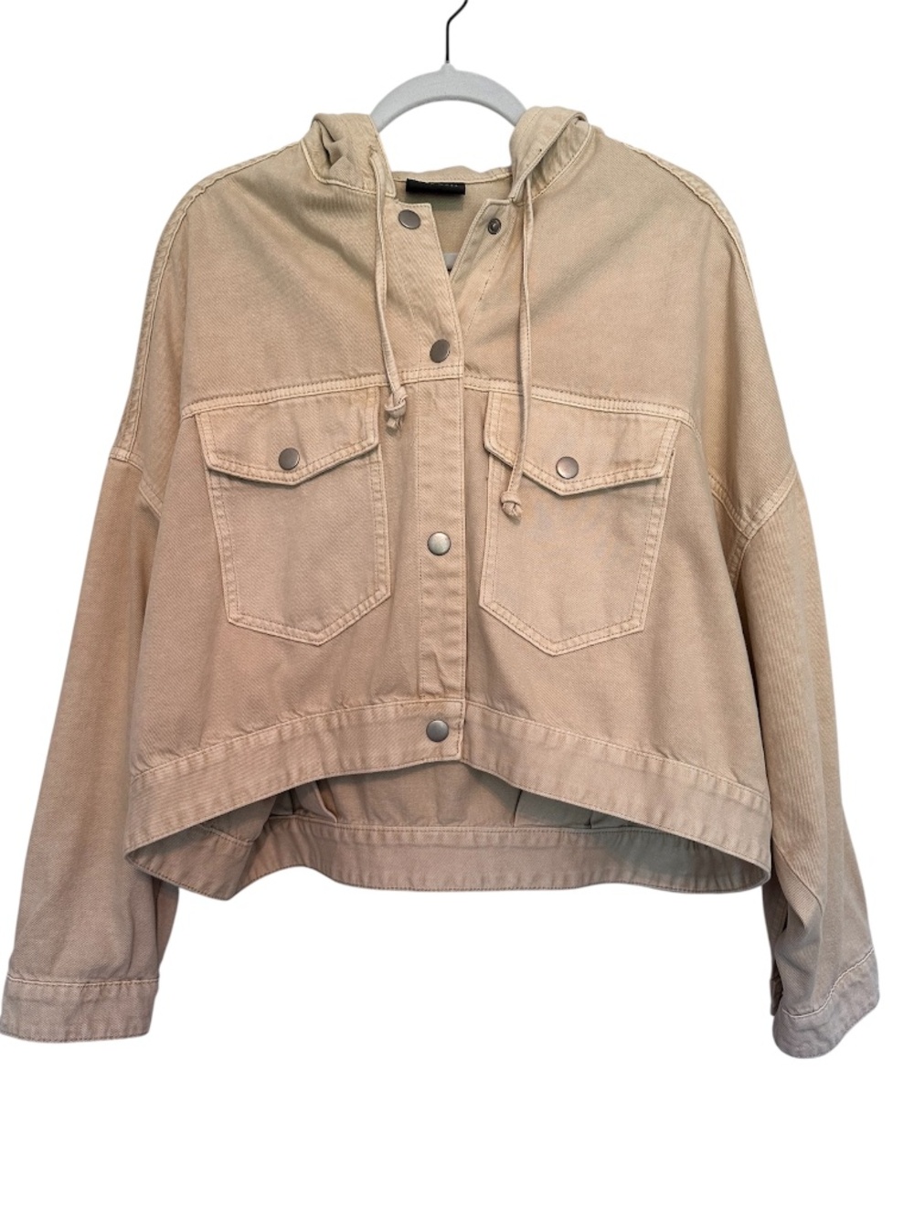 Miou Muse Tan Denim Cropped Jacket Size Small